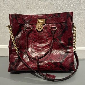 Michael Kors Red Snakeskin Leather Bag